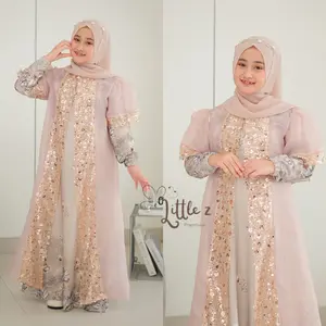 Little Z // Syakira Set Gamis Anak Perempuan Usia 5 -13 Tahun // Lionel richi Adem Elegant mix organza Tile