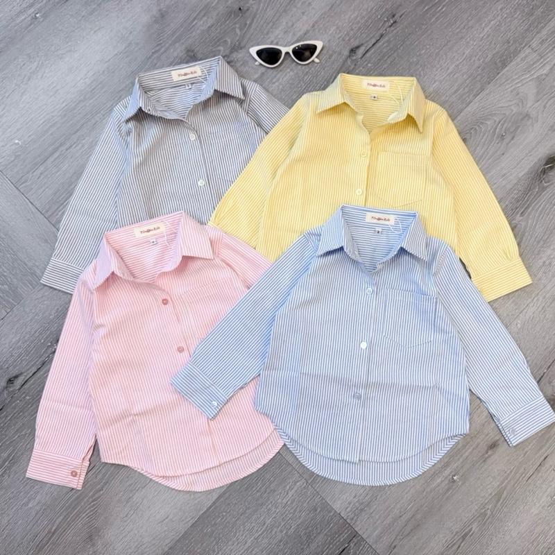 A96- Tom&Nau Kids Áo sơ mi Sọc Basic cho bé trai bé gái size từ 9-36Kg