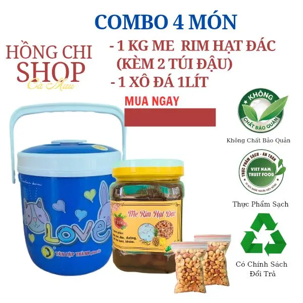 [ĐÁC NHIỀU ] - 1KG ME HẠT DẺO RIM HẠT ĐÁC + XÔ ĐÁ MINI 1 lLIT + 2 TÚI ĐẬU PHỘNG (Màu Xô ngẫu nhiên) Ăn Vặt