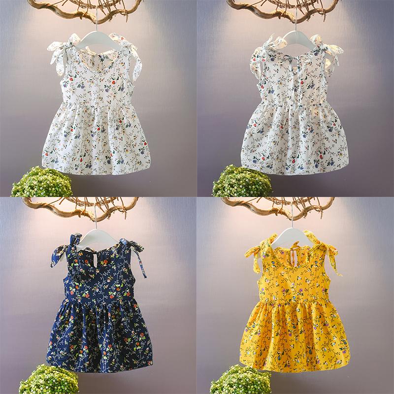 Product Introduction of Summer Casual Baby Girls Floral Pattern Strap Dress Cotton Kids Toddler Sleeveless Pageant Sundress 5