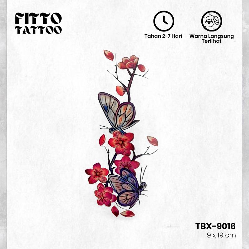 Tato Temporer tattoo basic Warna 3-7 Hari Kupu-Kupu Bunga Ular - Temporary TATTO 3