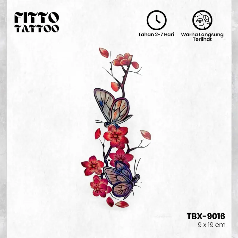 Tato Temporer tattoo basic Warna 3-7 Hari Kupu-Kupu Bunga Ular - Temporary TATTO 2