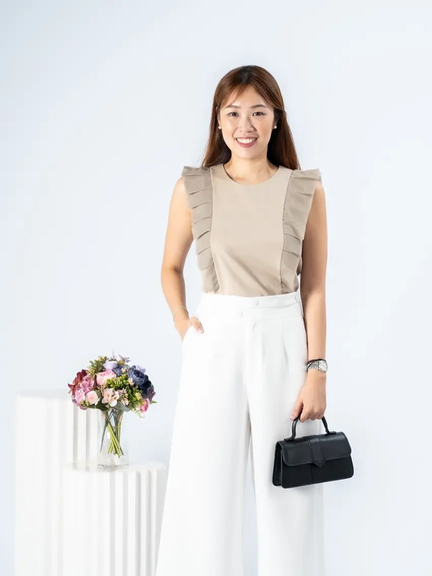 Eclatique Lunaria Top in Milk Tea, Black & White - Womenswear