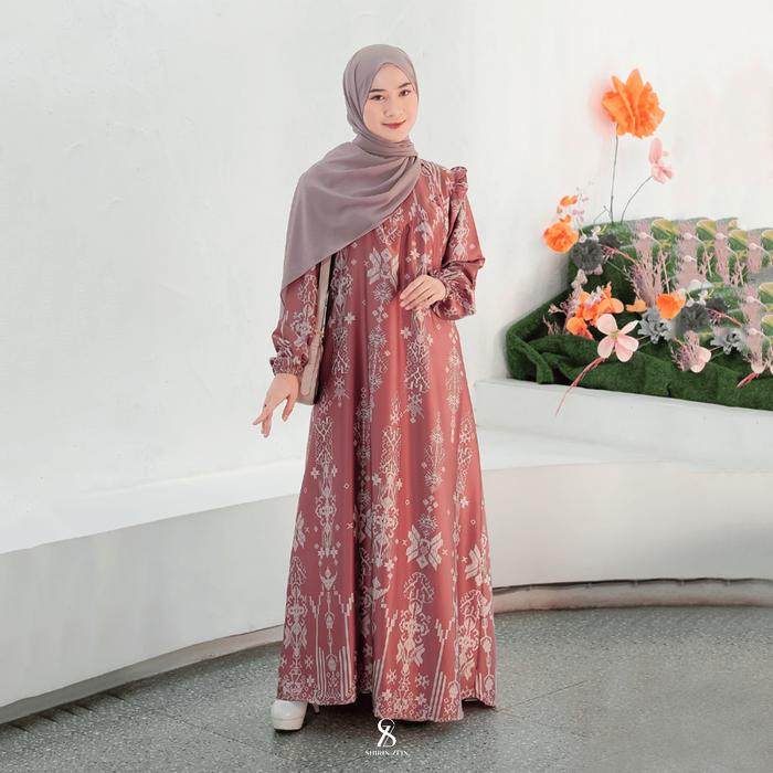 Gambar Shirin Zein - Gamis Wanita Motif Etnik Terbaru 2026 Bahan Slik Premium Thalia Dress - Maroon, S dari Shirin Zein Store Kab. Pati Tokopedia