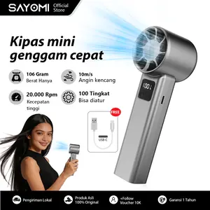 SAYOMI H01 Mini Portable Fan Kipas Angin High Speed Cooling Turbo Strong 100 Tingkat Kecepatan Portable LED Display USB C Rechargeable Garansi 12 Bulan