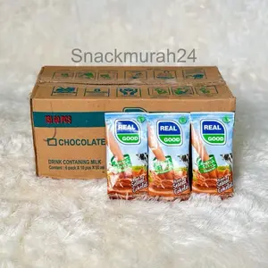 [DUS] Real Good Susu Bantal 50 ML 1 DUS ISI 60 PCS Rasa Cokelat Stroberi Keju Cheese Blackcurrant Guava Jeruk D0023
