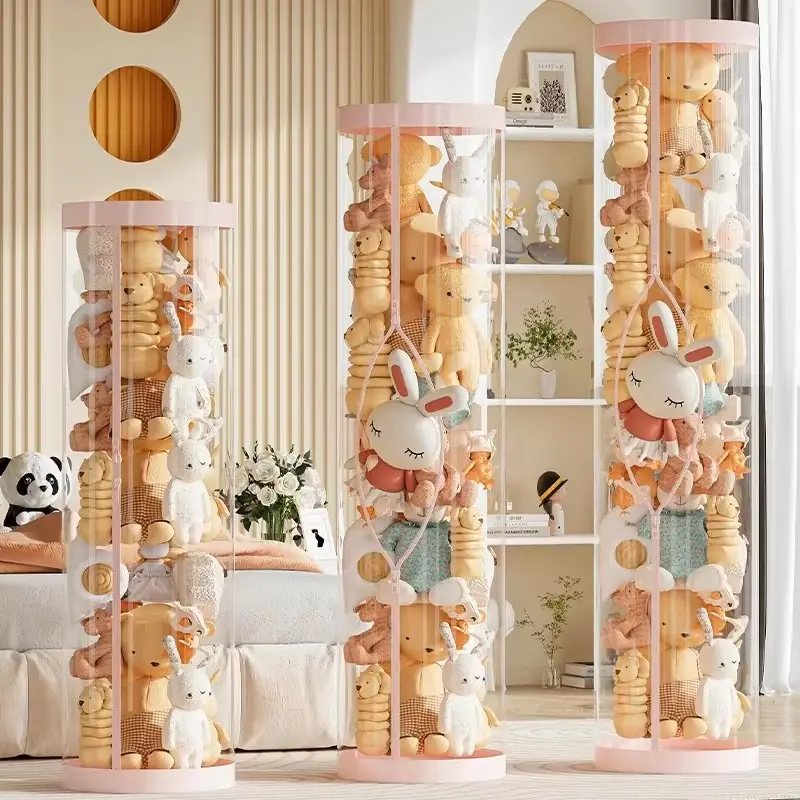 [COD] Tidy Tribe Hadiah Doll Storage Bucket Gaya Ritsleting Transparan Tabung Storage Boneka Dengan Penutup 90/120/150CM Penyelenggara Berkapasitas Besar Dudukan Doneka 1