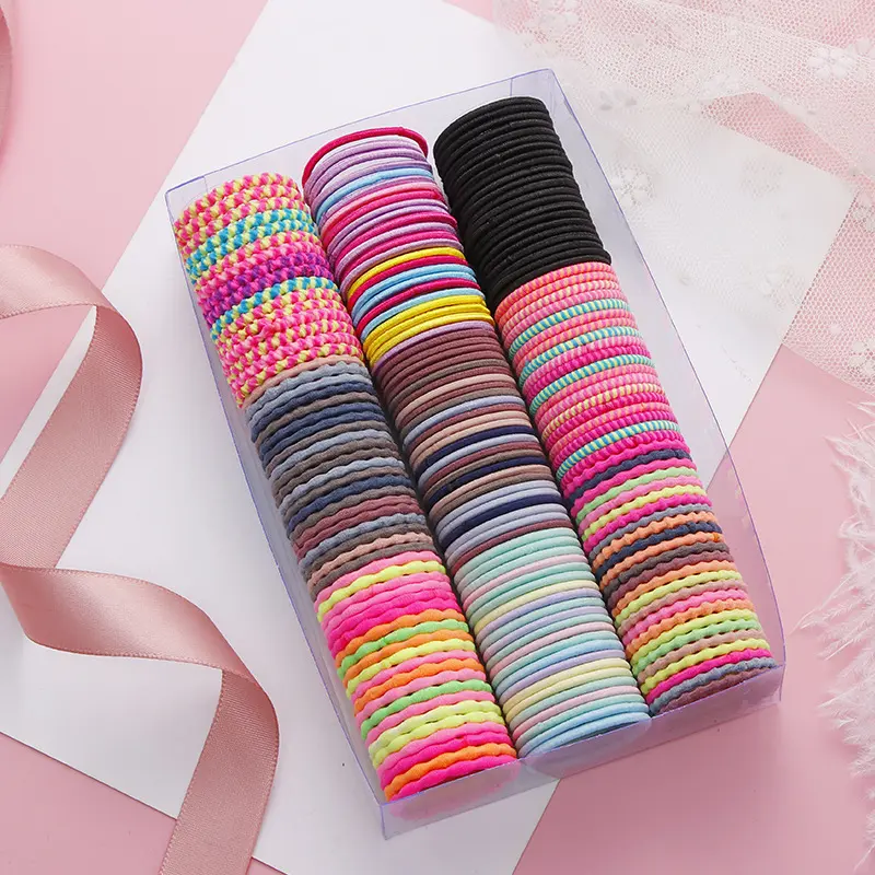 50 Pcs Candy Color Kids Girls Elastic Nylon Hair Ties Rubber Band Headwear for Baby Scrunchie Hairbands Hair Band Accessories