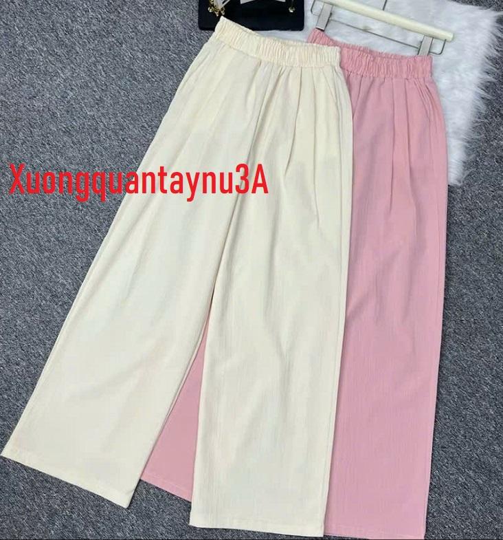 [Deal mở bán] Combo 2q suông đũi Quần ống rộng nữ Vải Đũi Vân Mây dáng suông Unisex Cạp Cao mùa Hè chiều dài 90-100cm nhiều màu