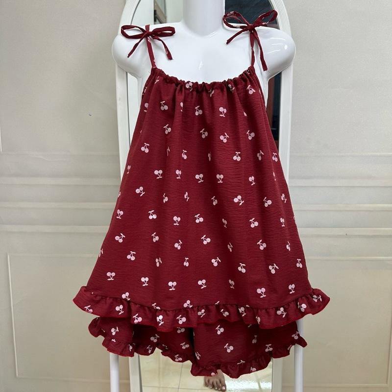 [BIGSIZE TỚI 72KG] Yếm 2 dây bộ đồ ngủ chất đũi cotton mỏng nhẹ có thể căn chỉnh được dây