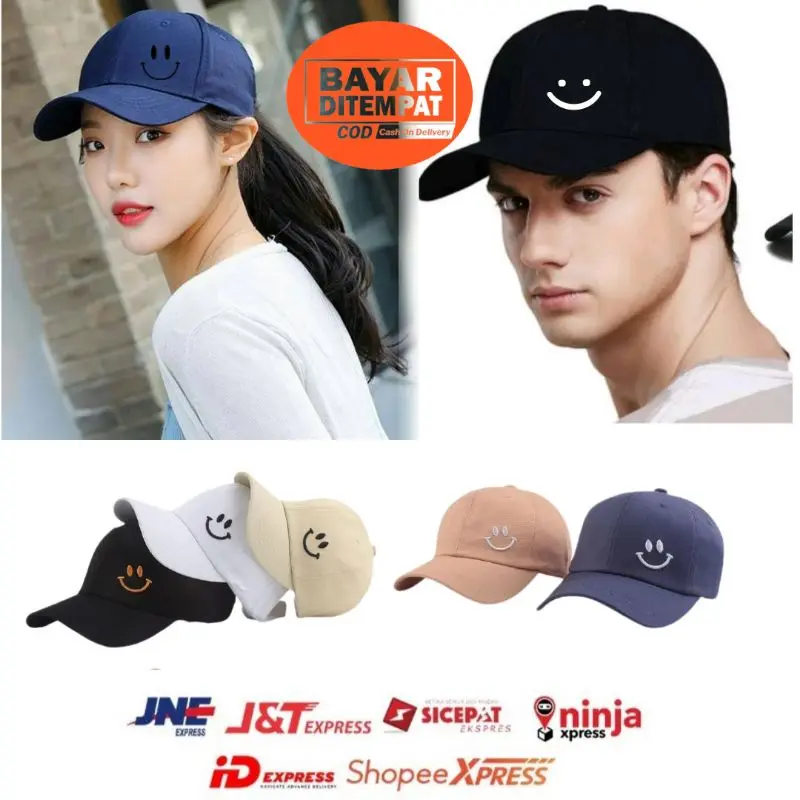 topi baseball smiley premium mantap dewasa pria wanita
