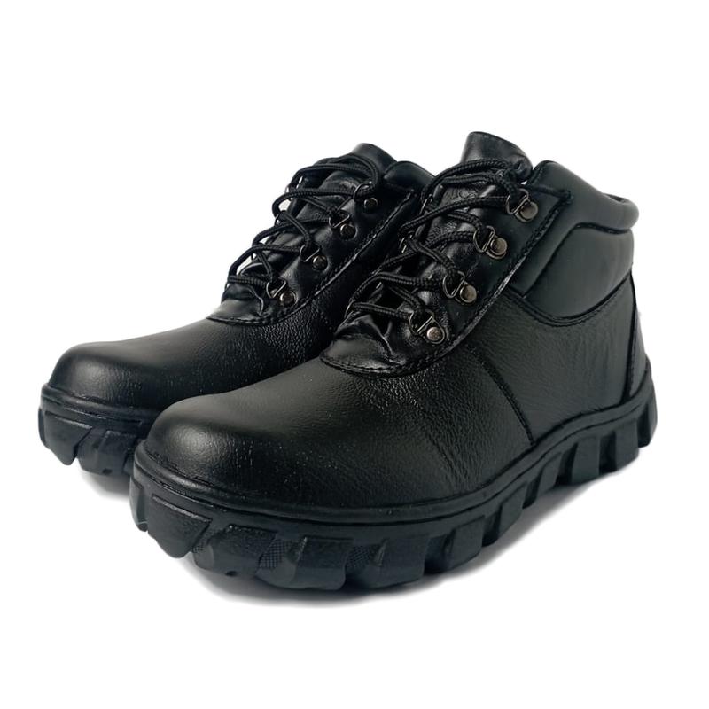GAIA Aguatic Sepatu Safety Boots Kulit sapi asli ujung besi Hitam Proyek kerja lapangan 2