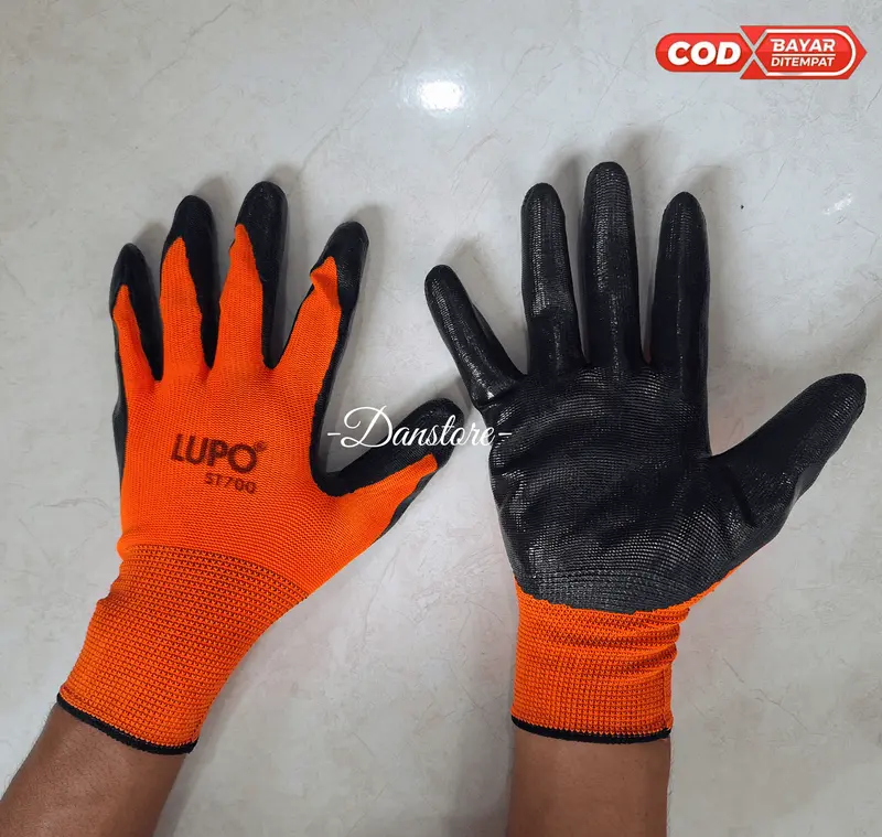 SARUNG TANGAN SAFETY MERK LUPO /SARUNG TANGAN KERJA MERK LUPO/SARUNG TANGAN INDUSTRI KARET LATEX ANTI SLIP MERK LUPO PREMIUM -Danstore 3