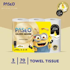 Paseo Tisu Masak Dapur Kitchen Cooking Towel Tissue Calorie Absorb 3 Rolls 70 Sheets