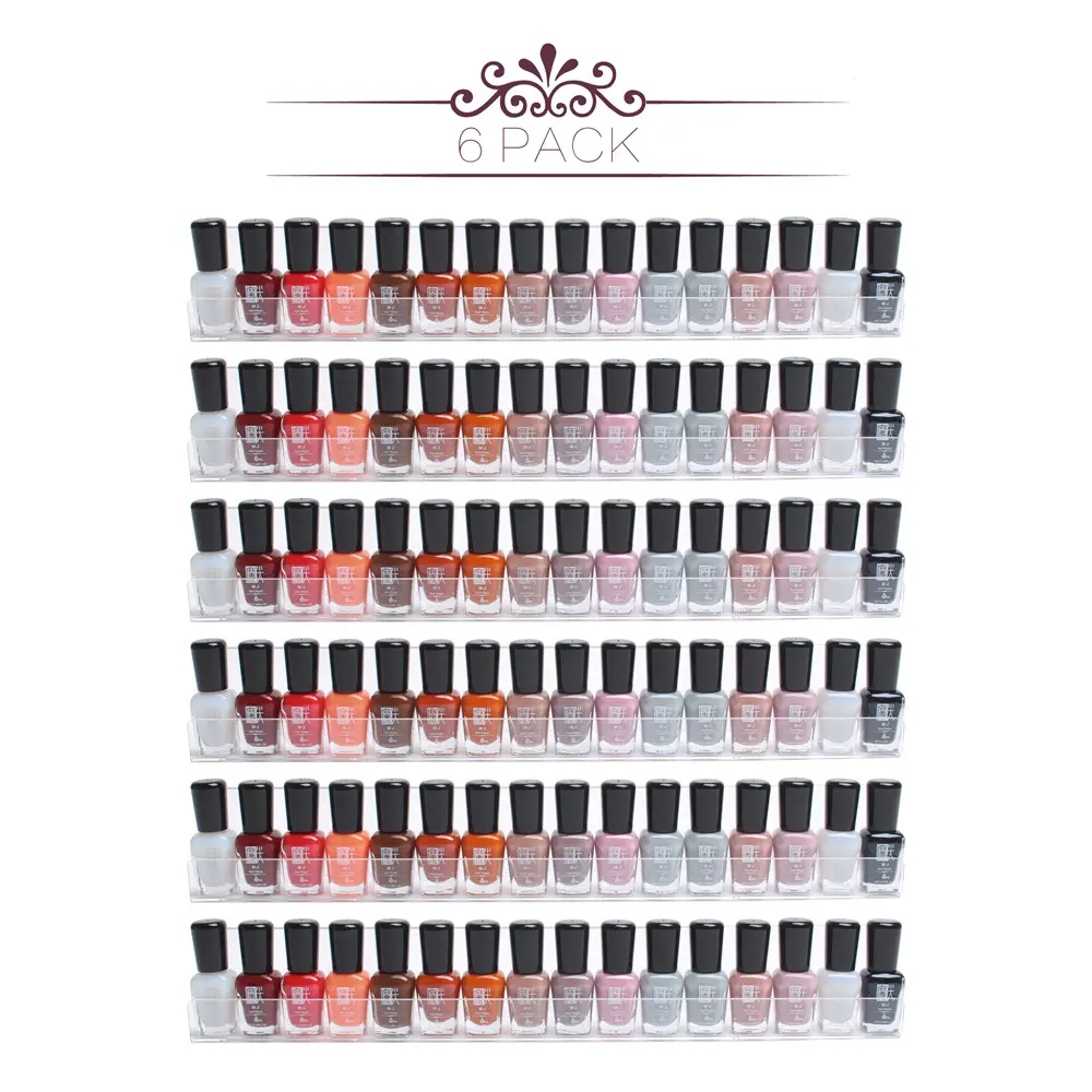 display4top 6 Pack Of Shelf Clear Acrylic Nail Polish Wall Rack Organizer Holds (6 PACK)