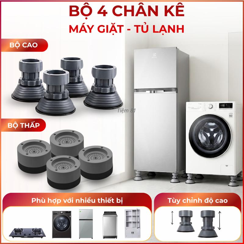 Mẫu Mới - Bộ 4 Chân Chống Rung Cho Máy Giặt Tủ Lạnh Tăng Giảm Chiều Cao Đế Cao…