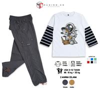 Gambar MAXIMO CO Setelan Anak Astro Salur Putih dan Celana Kargo Parasut Panjang 2 Warna Usia 3-12 Tahun Fashion Anak - Kaos Salur + Parasut Kargo Hitam, setelan M (3-4 tahun) dari Maximo Clothing Store Kab. Bandung 1 Tokopedia