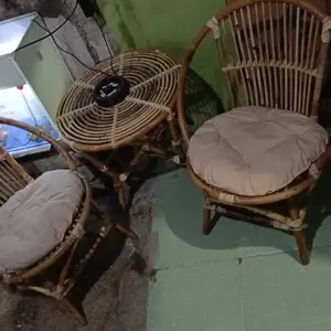 (Ready stok) 1 set kursi meja teras kursi santai kursi rotan model momon free bantal