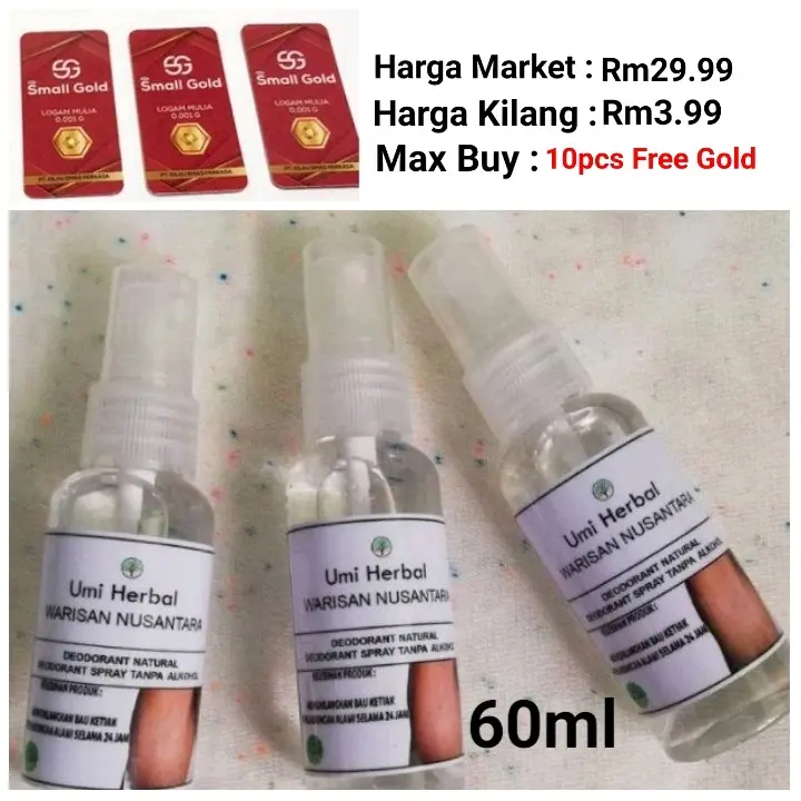 Ubat ketiak tawas spray organik deodorant hilang bau badan Body Care