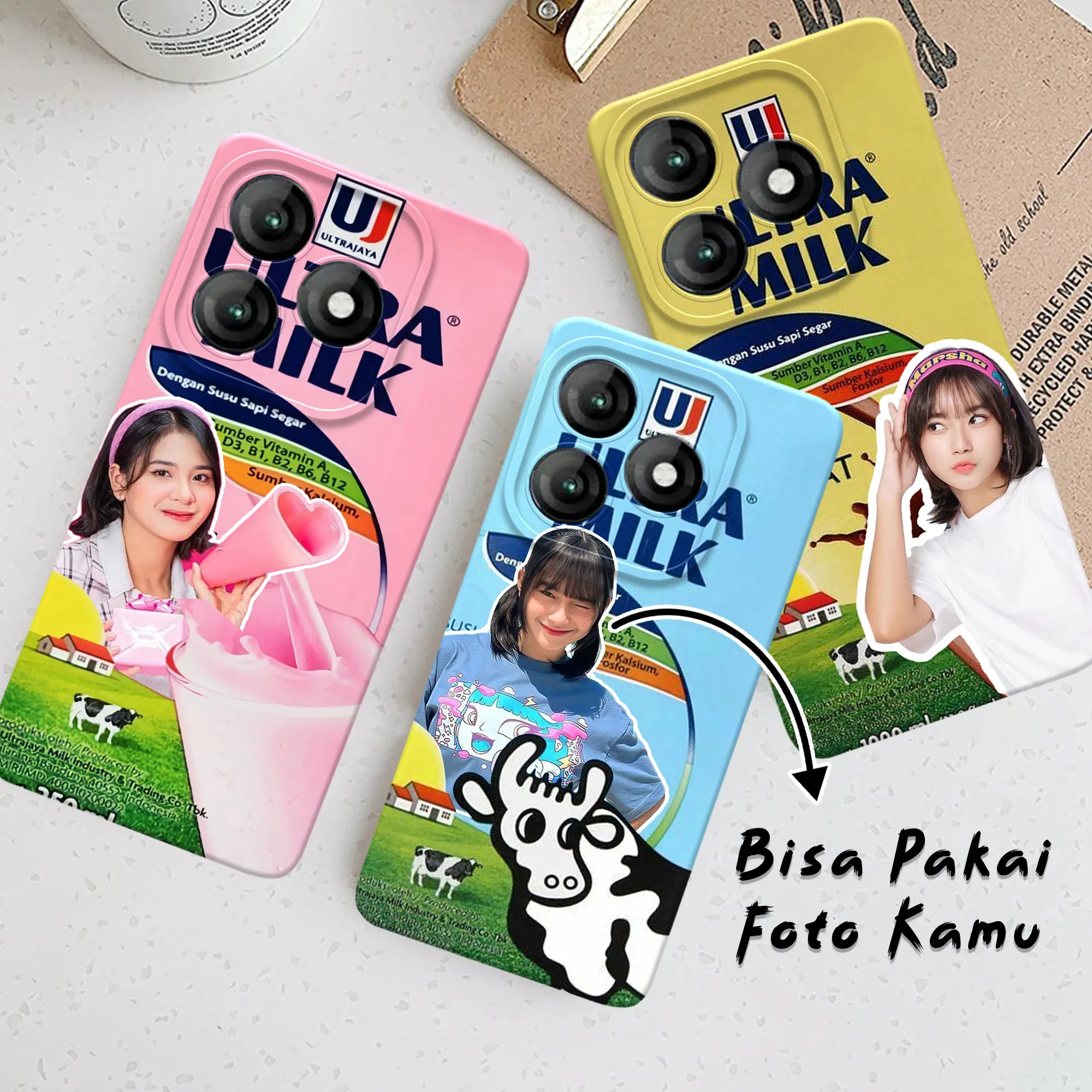Custom Case ULTRA MILK Request Bebas Foto/Gambar Sendiri Casing Pro Camera For All Type HP INFINIX/VIVO/IPHONE/OPPO/REALME/REDMI/SAMSUNG - CASE MILENIAL