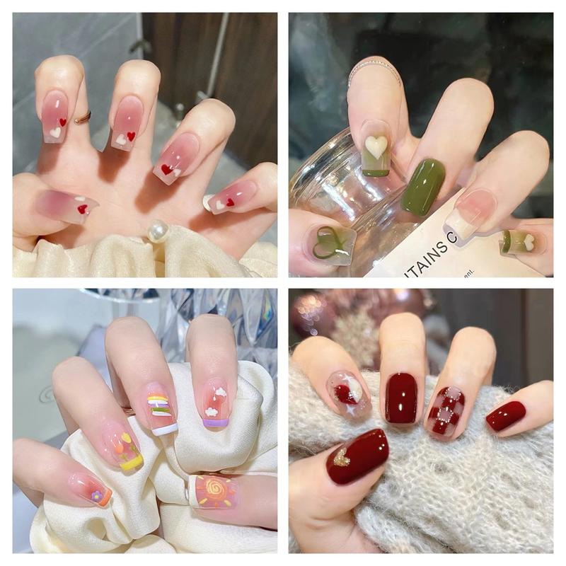 Fake Nails [Strip Packing] 24 Pieces [with Jelly Glue] Color Waterproof False Nails 1