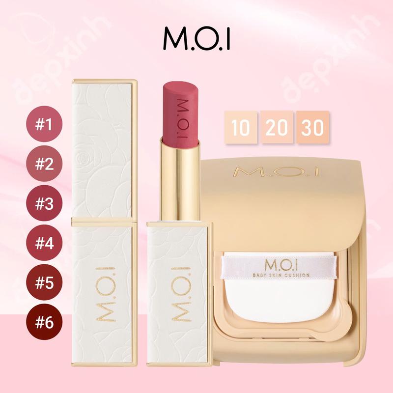 Bộ Đôi MOI Phấn nước Premium Baby Skin 12g & Son Thỏi Love M.O.I Holiday -…