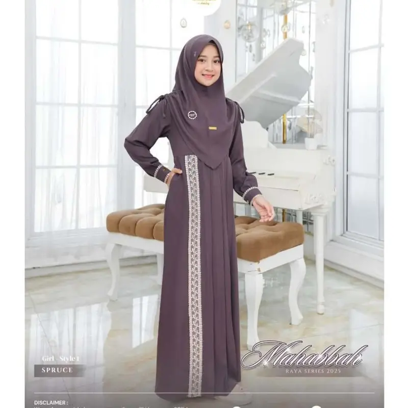 Gamis Anak Perempuan Remaja Tanggung Usia 5 -15 Tahun Terbaru Alika Dress Bahan Cerinkle Airflow Sudah Termasuk Hijab - Baju  Muslim Lebaran 3