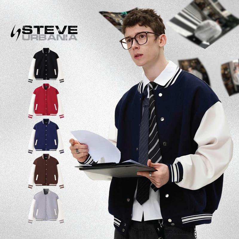 [ Trợ Giá ] Áo Khoác Bomber Basic STEVE Nam Nữ Form Rộng Unisex Chất Liệu Vải Dạ Cao Cấp Tay Da Thật Thiết Kế Tỉ Mỉ Phù Hợp Nhiều Phong Cách - AK03