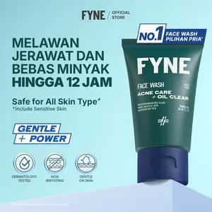 FYNE [SABUN CUCI WAJAH JERAWAT PRIA] Face Wash Acne Oil Control 100ML | Sbun Cuci Muka Pria Lawan Jerawat & Minyak Berlebih - Sabun Cuci Wajah Gentle Anti Kusam & Glowing Tanpa Ketarik dengan Nano Salicylic Acid & Mediteranian Red Algae