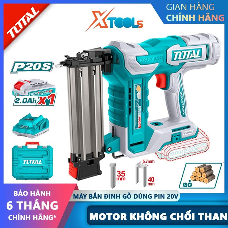 Máy bắn đinh dùng pin 20V TOTAL bắn đinh U/đinh thẳng không chổi than kèm đinh