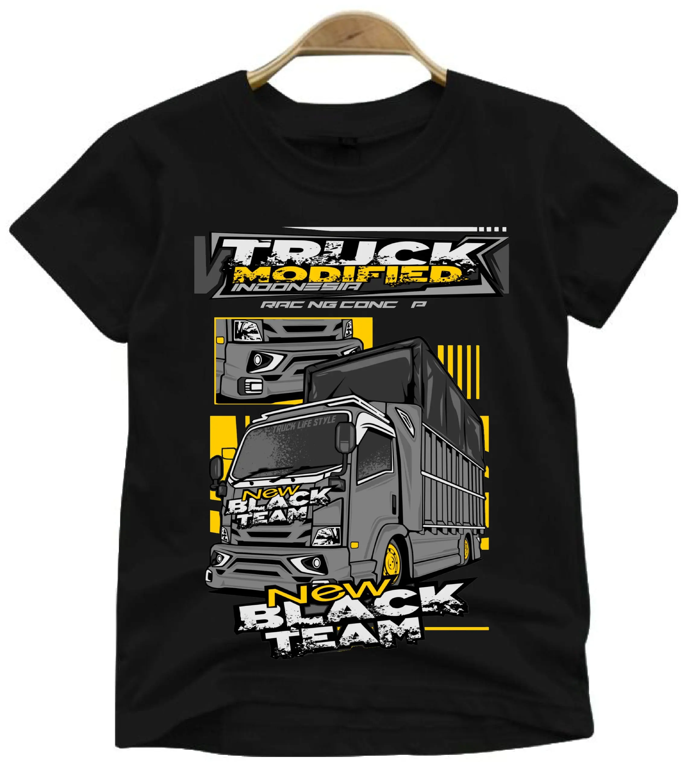 Kaos anak laki laki gambar truk new black team kaos murah baju anak usia 2-10 tahun bahan katun
