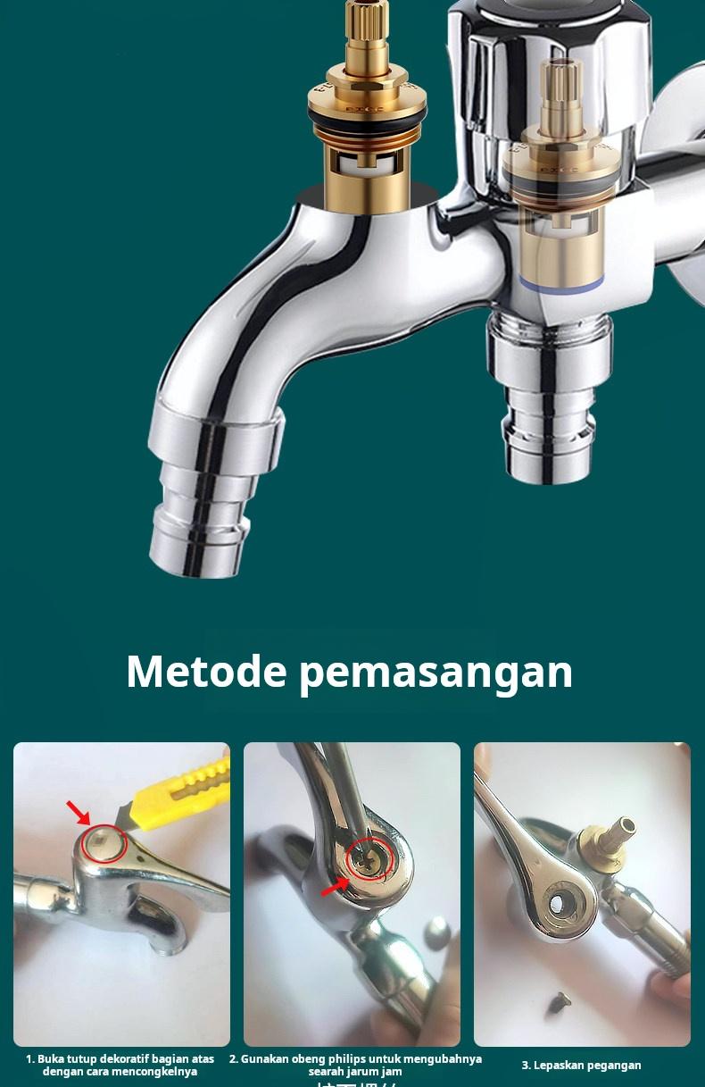 Fitting anti bocor keran universal berbahan tembaga murni, katup sudut, keran air dingin tunggal, inti katup tembaga dapur, pegangan.