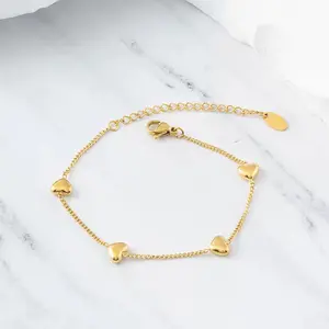 Gelang berlian cinta titanium aksesoris fashion emas stainless steel gelang berlian berlapis emas gelang  kaki
