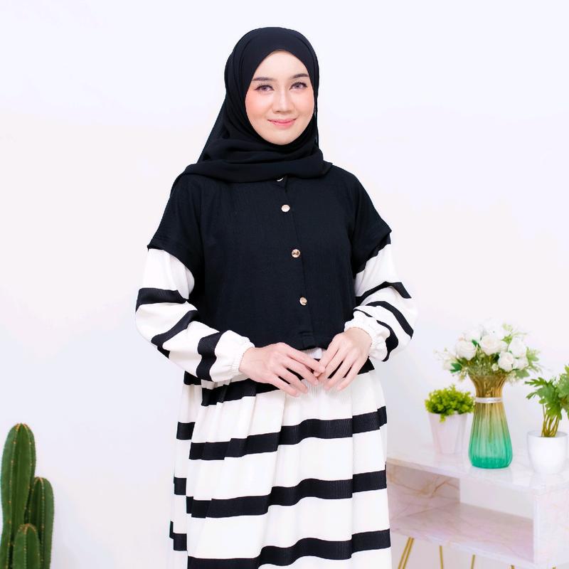 Tania Dress Gamis Salur Knit Gamis Murah Gamis Daily Gamis Busui Terbaru 2