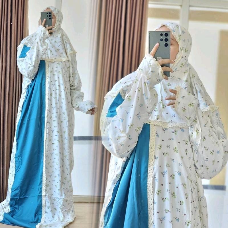 Mukena Namira️ WHITE SERIES Original Branded by Al-Adawiyah |  Rayon Motif Cantik Terusan  Mukenah Dewasa Muslim 2