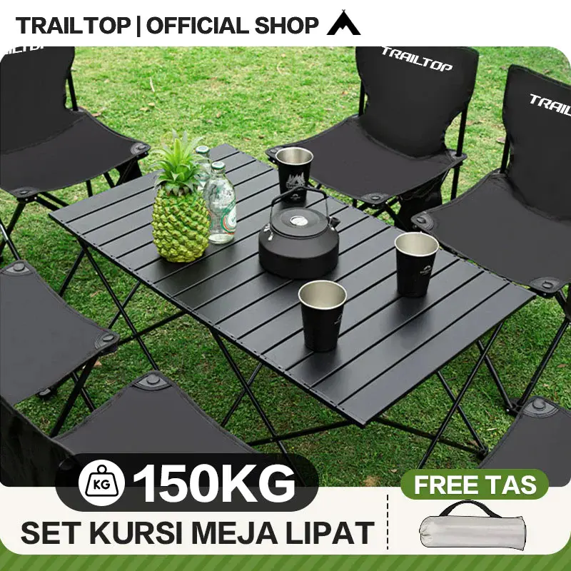 [READY] TrailTop Meja Kursi Lipat Outdoor 1 Set Meja Lipat Outdoor Dan Kursi Lipat Portable