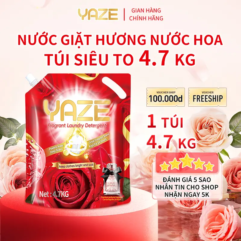 [ Link Chính ] Túi 4,7L Nước Giặt Hương Nước Hoa Yaze Túi Siêu To Làm Sạch kháng khuẩn Lưu Hương Dài Lâu