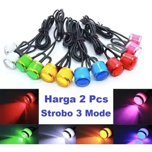 Lampu LED Eagle Eyes Mata Elang Strobo Flash Panoramic Motor Mobil 3 Mode Bracket Spion Strobe Kedip Mata Kucing Eagle Eye Car Kendaraan
