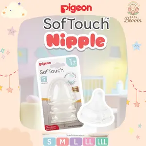 Pigeon SofTouch Plus Nipple 3 pcs Blister Dot Bayi SofTouch Original Botol Susu Pigeon ASI Silikon Lembut & Elastis Teknologi AVS Anti Kolik