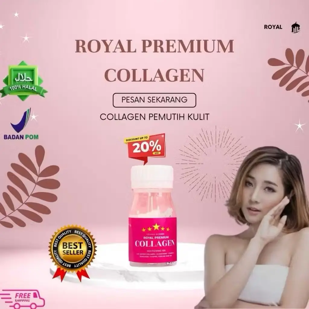 ￼ROYALE PEPTIDE COLLAGEN & GLUTATHIONE BOOSTER WHITENING GRADE A+ Pemuth Kulit Badan TERLARIS BPOM