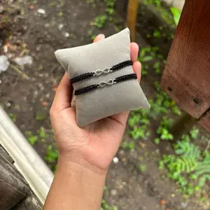 [Beli 1 gratis 1] Gelang Rajut Hitam Manik Mini Shine Anti Karat - Gelang Tali Murah Viral Charm Infinity love star untuk Pria Wanita Dewasa Anak Cewek Cowok Unisex - Giok