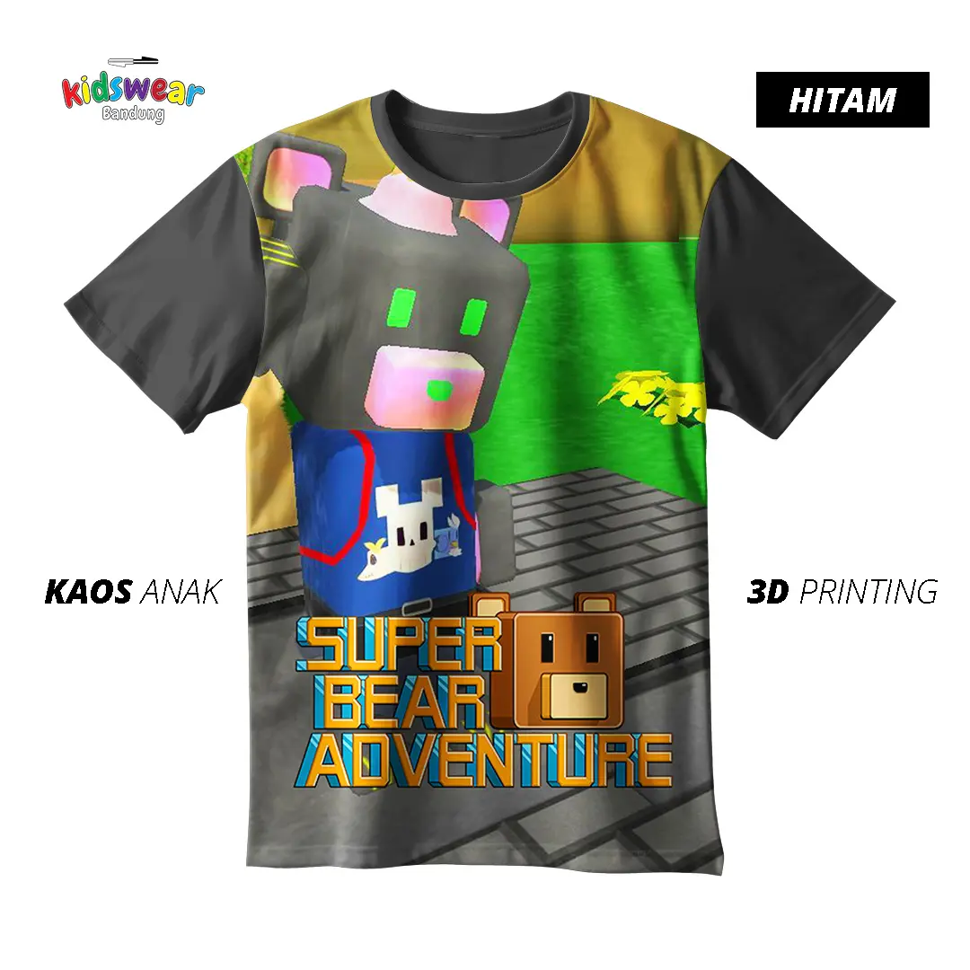 Kaos Anak Laki-laki Game Superbear Adventure Baju Anak Laki-laki Game Superbear Adventure 3D Printing ANTI LUNTUR Untuk Umur 1-12 Tahun G16
