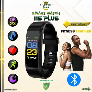 Smartwatch 115 Plus Jam Tangan Pintar Bluetooth 4.0 Smartband Fitness Tracker Monitor Denyut Jantung Olahraga Jam Gelang Tangan Pintar