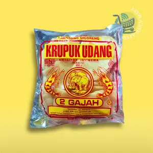KERUPUK UDANG MENTAH 2 GAJAH LANGSUNG DIGORENG 250 gram Makanan Camilan Keripik Snack