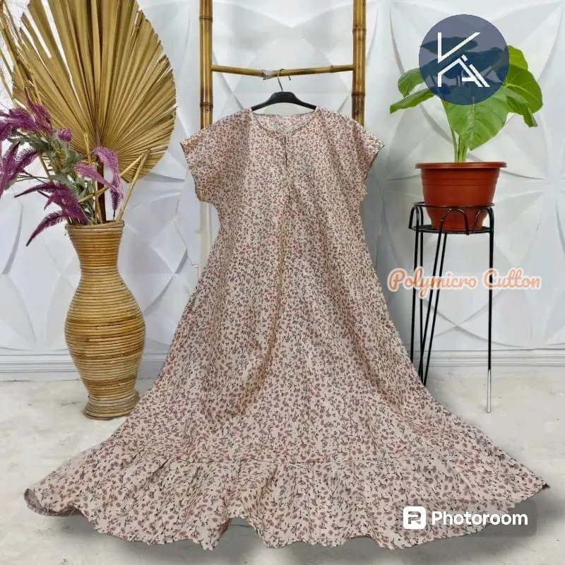 Daster Jumbo XXL Wanita Busui Friendly Bahan Katun Polymicro Dress Rempel Bawah Pb 115