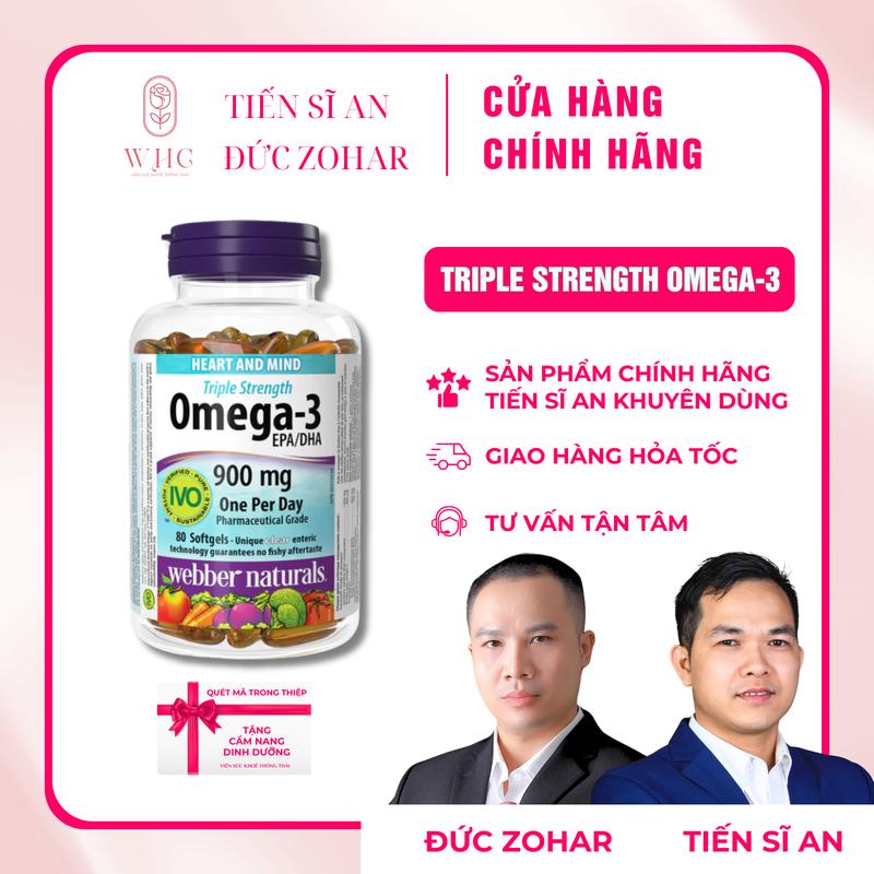  Triple Strength Omega-3 dầu cá hàm lượng cao hộp 80 & 120 viên nhập khẩu Canada + Cẩm nang dinh dưỡng 