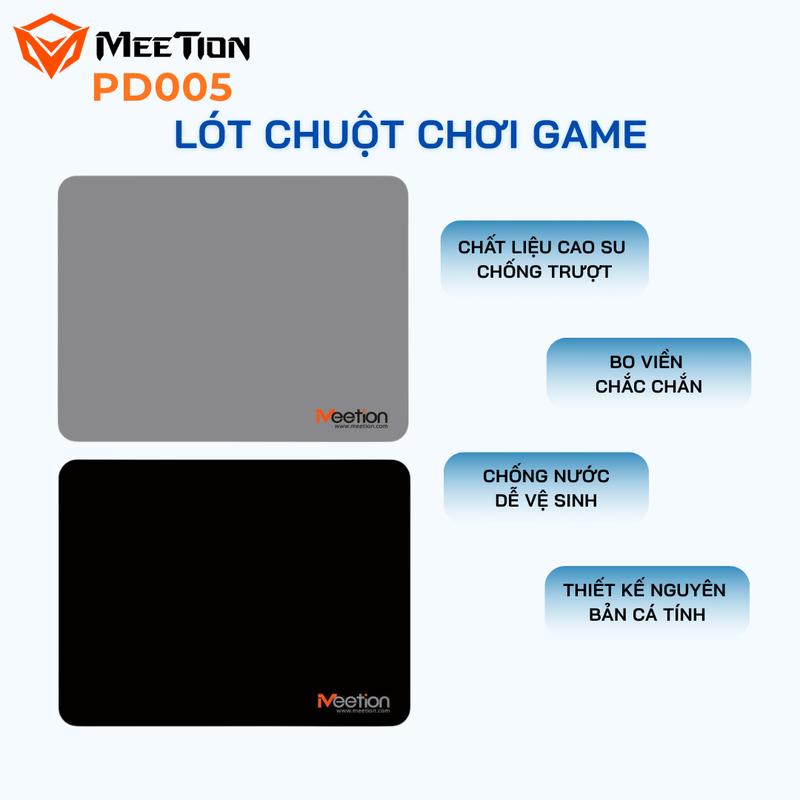 Lót chuột chơi game cao su mềm Meetion PD005, thiết kế nguyên bản, chống trượt, chống nước, bo viền chắc chắn, dày 3mm