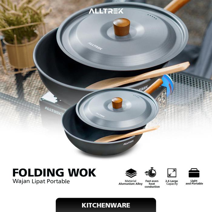 Gambar ALLTREK Wajan Camping Aluminium 27CM Folding Wok Portable Outdoor Alat Masak Camping Cookware Handle Lepas Pasang dari Alltrek indonesia Kota Administrasi Jakarta Barat Tokopedia