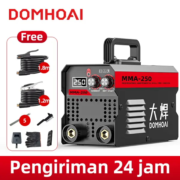 DOMHOAI Mesin Las Inverter Las Listrik Inverter MMA-250 Mesin Las IGBT Tampilan Digital Definisi Tinggi Portabel 0