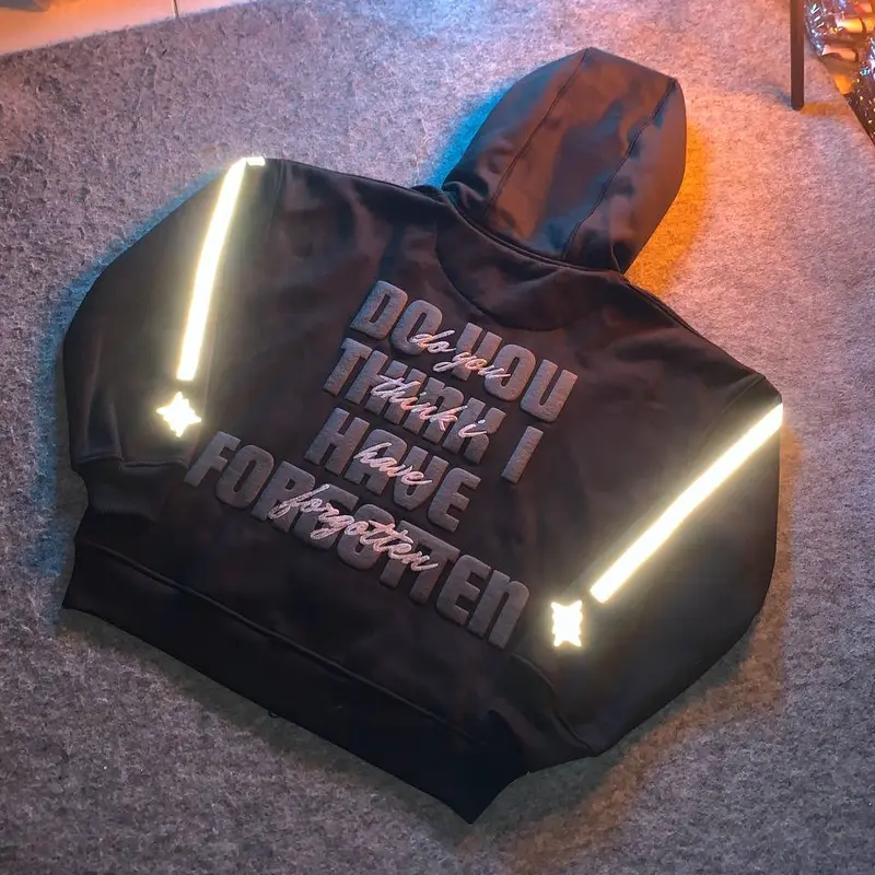 ABOUT YOU HOODIE DOUBLE ZIPPER  -  KUPLUK SHERPA - Reflektif + Plastisol Puff ink Glitter - FLEECE 280gsm 3